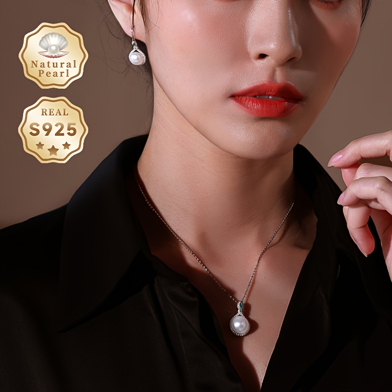Natural Freshwater Pearl Pendant Necklace S925 Silver